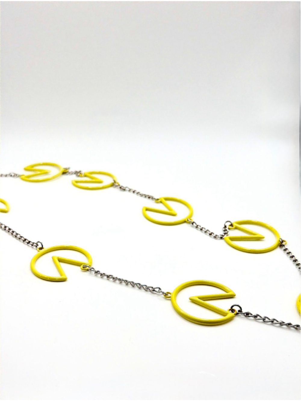 Yellow Pac-Man Inspired Statement Necklace 18” Drop - Picture 3 of 6